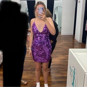 Purple mirror sequence homecoming dress size 4